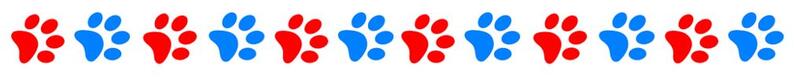 Red and blue paw prints