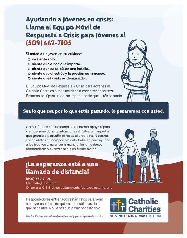 Youth Mobile Crisis Response Team flyer - Spanish